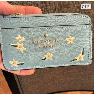 Kate Spade Light Blue Floral Card Holder